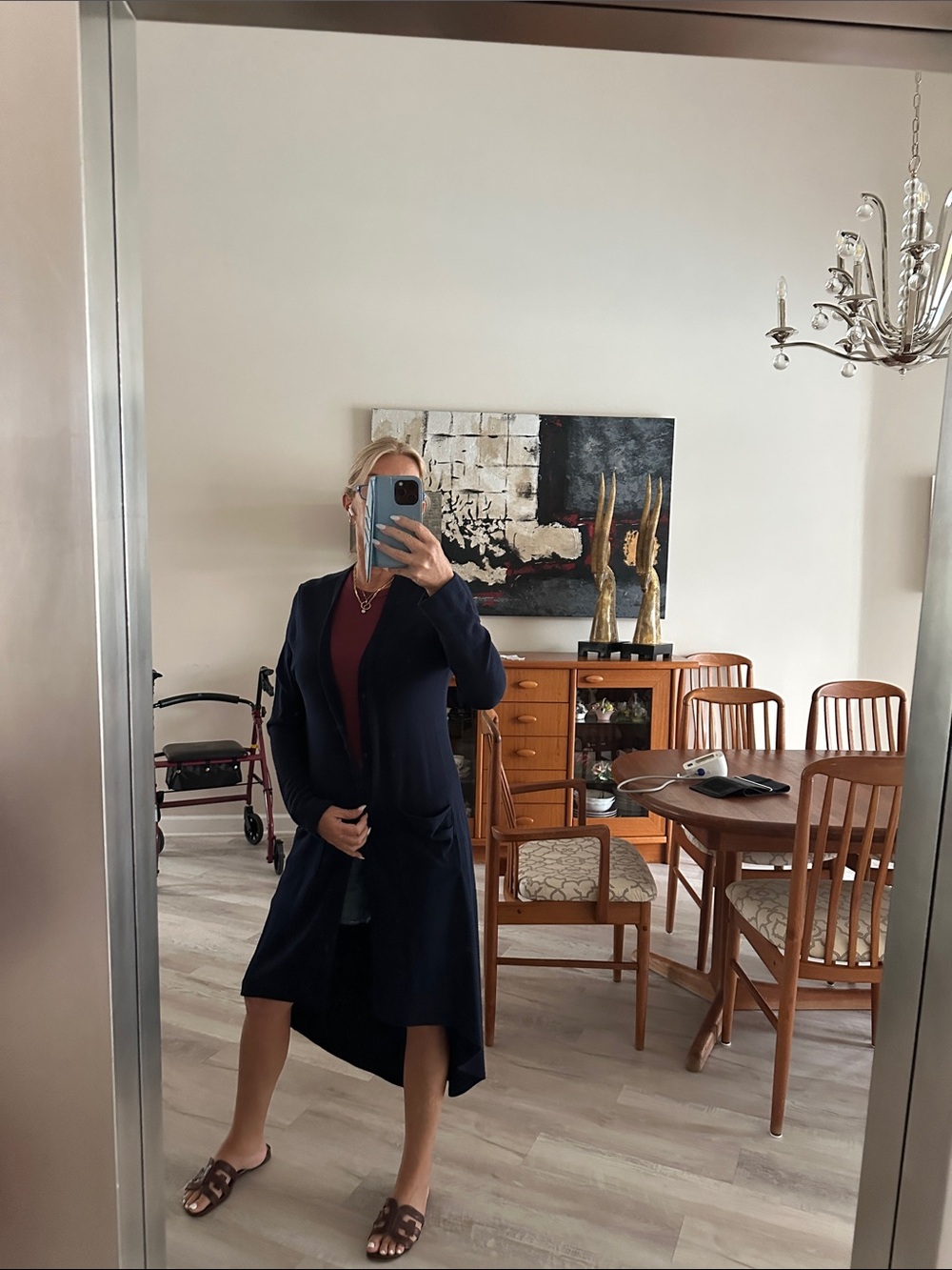 Karen Kane Navy Long Open-Front Cardigan